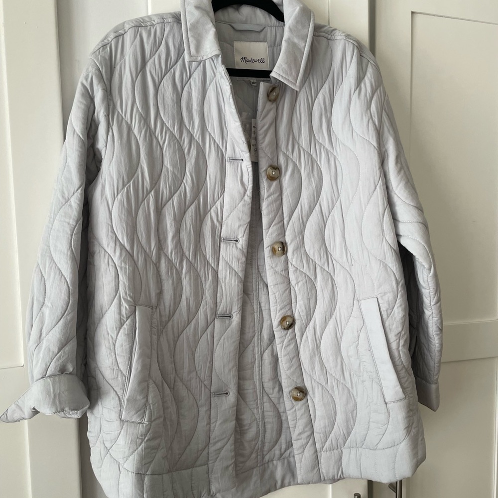 Madewell, Quilted Belrose Shirt Jacket, S, grey